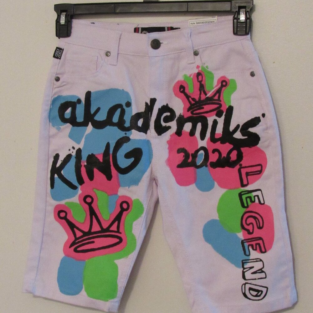 NWT Y2k Akademiks Bermuda Shorts Sz 12 White Denim